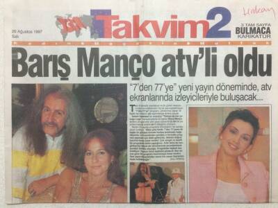 Takvim Gazetesi Takvim 2 Eki 26 Ağustos 1997 - Barış Manço Atvli Oldu GZ34129 - 1