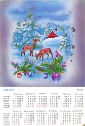 Takvimli Yılbaşı Noel Temalı Kartpostal KRT18144 - Gökçekoleksiyon