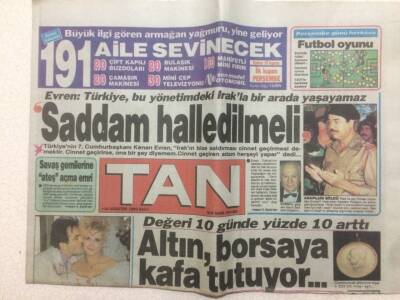 Tan Gazetesi - 14 Ağustos 1990 - Saddam Hüseyin Halledilmeli GZ51389 - 1