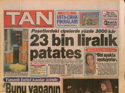 Tan Gazetesi 16 Eylül 1989 - Deniz Akbulut Açıldıkça Utancım Geçti - Özal Gezi Rekortmeni GZ127492 - 1
