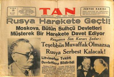Tan Gazetesi 18 Mart 1938 - İspanya Harbi Bitiyor Mu ? Barselonada 1200 Kişi Daha Öldürüldü !... GZ100973 - 2