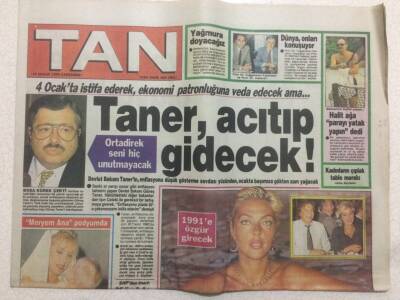 Tan Gazetesi 19 Aralık 1990 - Güneş Taner Acıtıp Gidecek GZ51814 - 1