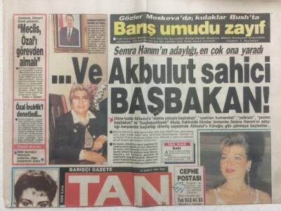 Tan Gazetesi 19 Şubat 1991 - Semra Özalın Adaylığı GZ51874 - 1