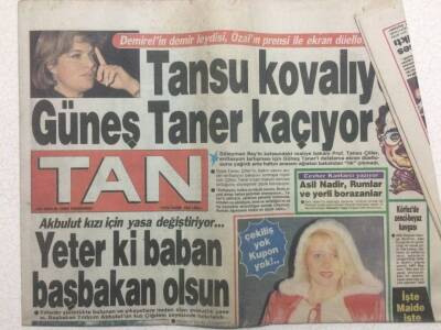 Tan Gazetesi 20 Aralık 1990 - Tansu Çiller Kovalıyor Güneş Taner Kaçıyor GZ51831 - 1