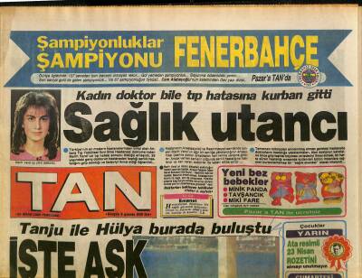 Tan Gazetesi 20 Nisan 1989 - Tanju İle Hülya Avşar Burada Buluştu - Bruce Willis Kapris Yapıyor GZ125985 - 1