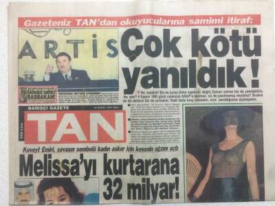 Tan Gazetesi 26 Şubat 1991 - Yıldırım Akbulut,Yanıldık GZ51869 - 1