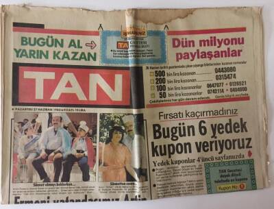 Tan Gazetesi 27 Haziran 1983 - Evren Atatürk Milliyetçiliği Kafatasçı Değildir GZ11968 - 1