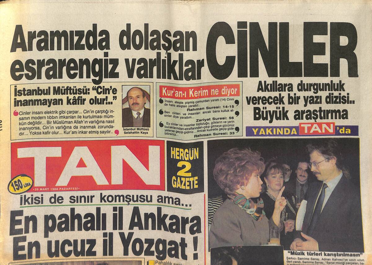 Tan Gazetesi 28 Mart 1988 - Türkan Sultan Tan'daydı: TV Dizisinde Oynayacağım - Gülşen Bubikoğlu - Gülşen Bubikoğlu Bulmaca Köşesinde Yer Aldı GZ151236 - 1