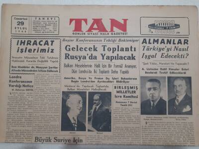 Tan Gazetesi 29 Eylül 1945 - Büyük Suriye İçin Plan Hazırlanıyor GZ71523 - 1