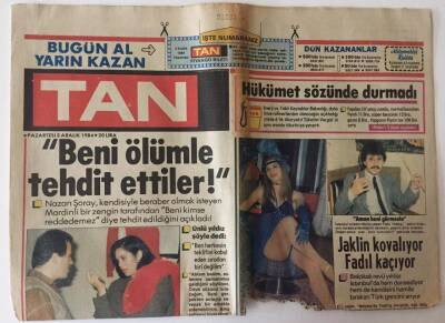 Tan Gazetesi 3 Aralık 1984 - İnönü Eşine Fistan Aldı Fiyatlar Beni de Yaktı Dedi GZ11991 - 2