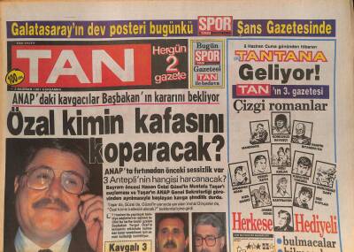 Tan Gazetesi 3 Haziran 1987 - Hakkı Bulut Hep Bana Rabbena Dev Boy Plak Afişi - Özal Kimin Kafasını Koparacak ? GZ127694 - 1