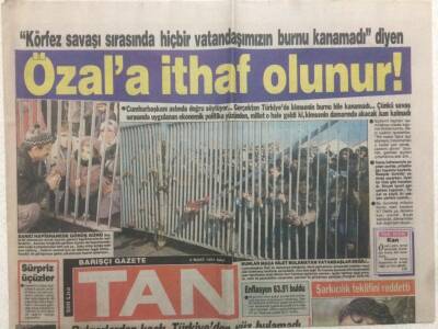 Tan Gazetesi 5 Mart 1991 - Turgut Özala İthaf Olunur GZ51882 - 1