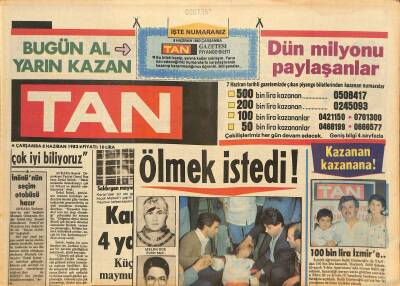 Tan Gazetesi 8 Haziran 1983 - Bo Derek Herpes Hastalığına Yakalandı GZ126552 - 1