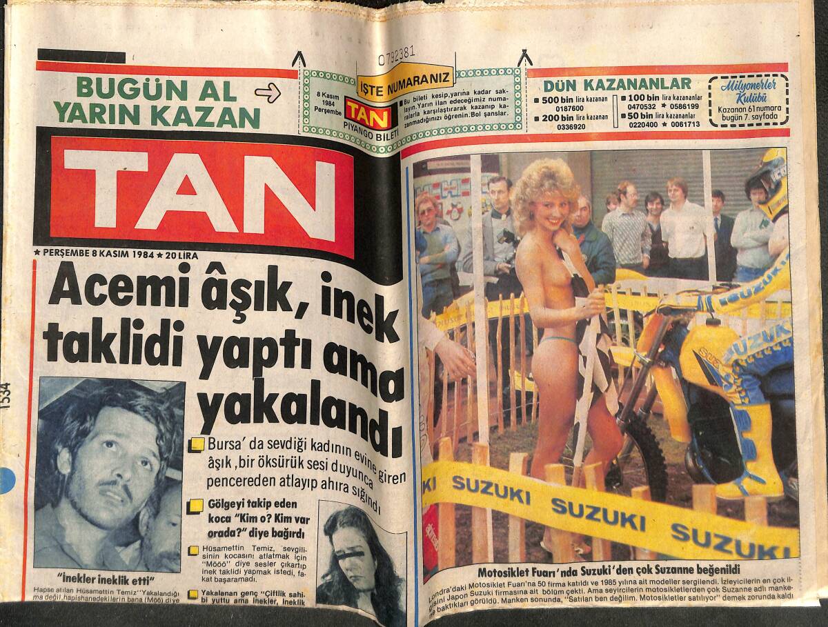 Tan Gazetesi 8 Kasım 1984 - Feri Cansel'in Katili 15 Yıl Hapis Yedi ! GZ141702 - 1