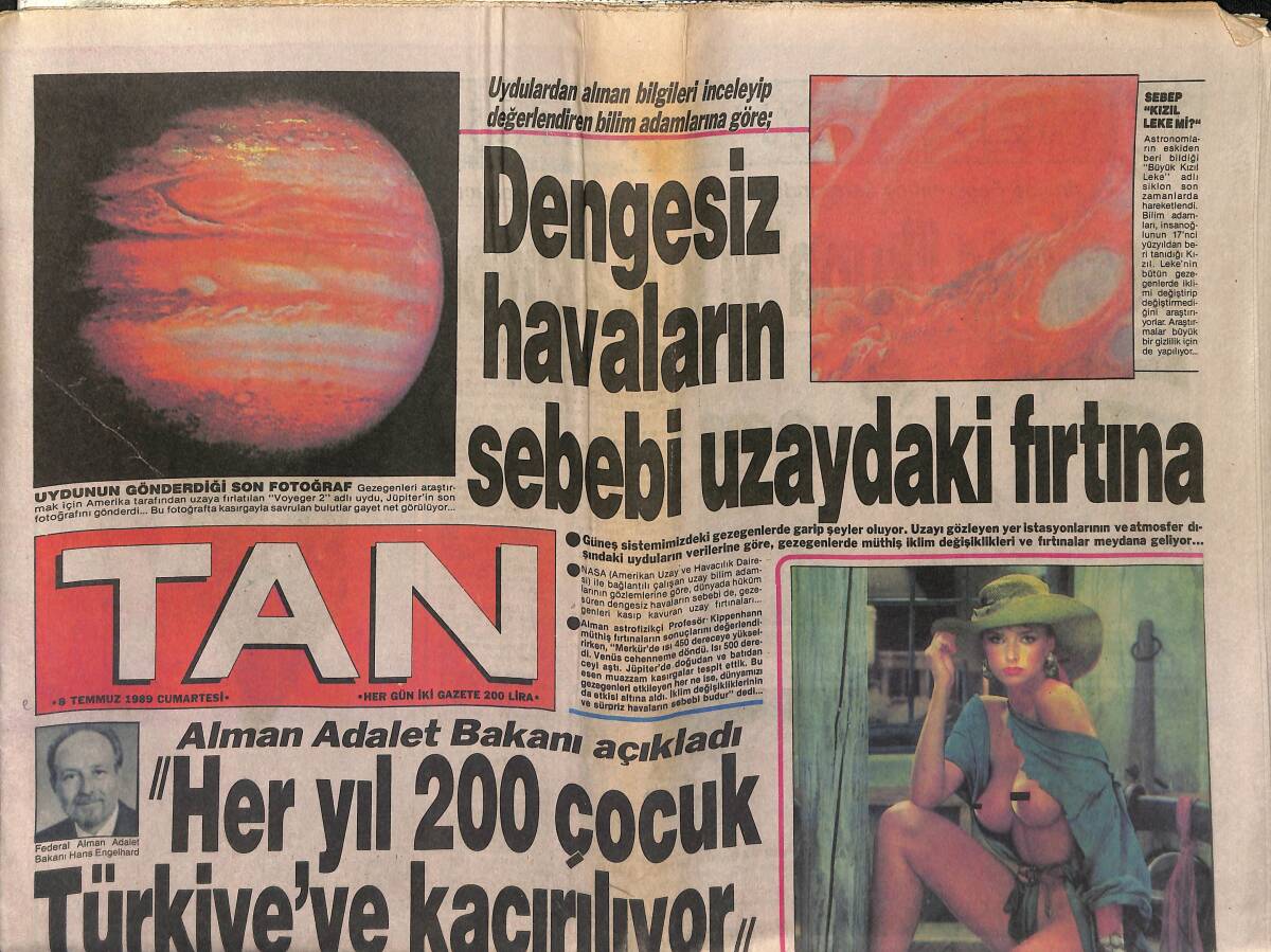 Tan Gazetesi 8 Temmuz 1989 - Düğünde Politika-Şov, Bülent Ersoy - Türkücü Gülistan İnanç Dünyasında GZ151240 - 1