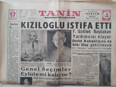 Tanin Gazetesi - 1 Mart 1961 - Muharrem İhsan Kızıloğlu İstifa Etti GZ111169 - 1