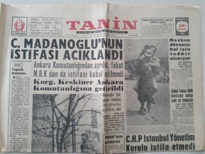 Tanin Gazetesi - 10 Haziran 1961 - Madanoğlunun İstifası Açıklandı GZ111217 - 1