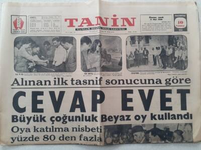 Tanin Gazetesi - 10 Temmuz 1961 - Alınan İlk Tasnif Sonucuna Göre Cevap Evet GZ111081 - 1