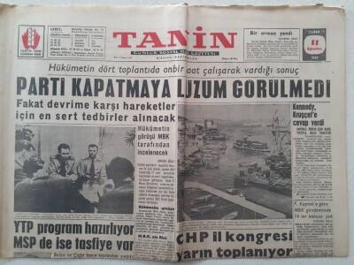Tanin Gazetesi - 11 Ağustos 1961 - Hükümet Parti Kapatmaya Lüzum Görülmedi Dedi GZ111134 - 1