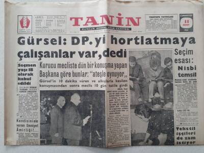 Tanin Gazetesi - 11 Mart 1961 - Gürsel DPyi Hortlatmaya Çalışanlar Var Dedi GZ111160 - 1