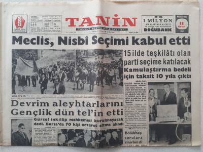 Tanin Gazetesi - 11 Mayıs 1961 - Meclis Nisbi Seçimi Kabul Etti GZ111108 - 1