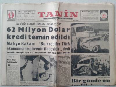 Tanin Gazetesi - 13 Haziran 1961 - 62 Milyon Dolar Kredi Temin Edildi GZ111214 - 1