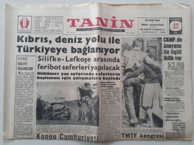 Tanin Gazetesi - 13 Mart 1961 - Kıbrıs Deniz Yolu İle Türkiyeye Bağlanıyor GZ111158 - 1