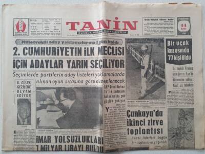 Tanin Gazetesi - 14 Eylül 1961 - 2. Cumhuriyetin İlk Meclisi İçin Adaylar Yarın Seçiliyor GZ111184 - 1