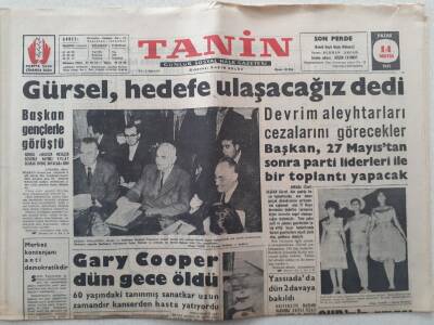 Tanin Gazetesi - 14 Mayıs 1961 - Gürsel Hedefe Ulaşacağız Dedi GZ111105 - 1