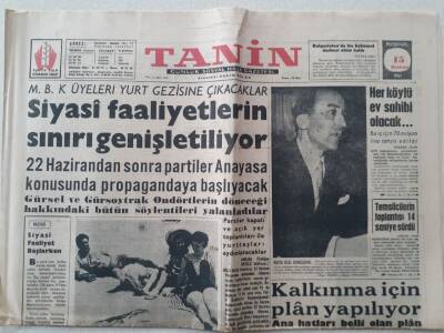 Tanin Gazetesi - 15 Haziran 1961 - Her Köylü Ev Sahibi Olacak GZ111212 - 1