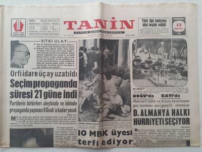 Tanin Gazetesi - 17 Ağustos 1961 - Örfi İdare 3 Ay Uzatıldı GZ111132 - 1