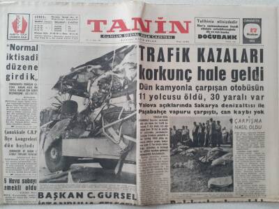 Tanin Gazetesi - 17 Haziran 1961 - Trafik Kazaları Korkunç Hale Geldi GZ111210 - 1