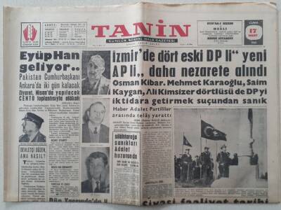 Tanin Gazetesi - 17 Mart 1961 - İzmirde 4 Eski DPli Yeni APli Daha Nezarete Alındı GZ111154 - 1