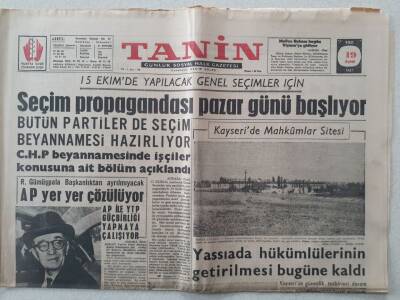 Tanin Gazetesi - 19 Eylül 1961 - Yassıada Hükümlülerinin Getirilmesi Bugüne Kaldı GZ111179 - 1