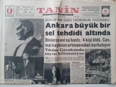 Tanin Gazetesi - 19 Haziran 1961 - Ankara Büyük Sel Tehtidi Altında GZ111208 - 1