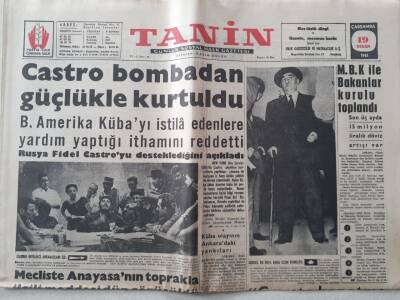 Tanin Gazetesi - 19 Nisan 1961 - Castro Bombadan Güçlükle Kurtuldu GZ111238 - 1