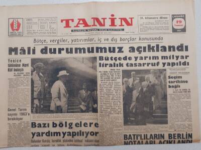 Tanin Gazetesi - 19 Temmuz 1961 - Mali Durumumuz Açıklandı GZ111599 - 1