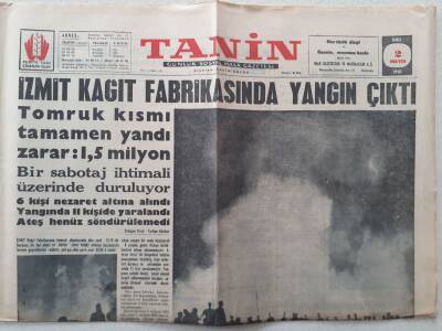 Tanin Gazetesi - 2 Mayıs 1961 - İzmit Kağıt Fabrikasında Yangın Çıktı GZ111117 - 1