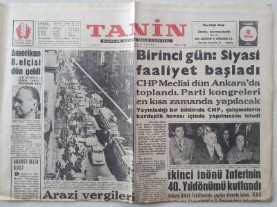Tanin Gazetesi - 2 Nisan 1961 - Birinci Gün Siyasi Faaliyet Başladı GZ111255 - 1