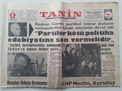 Tanin Gazetesi - 20 Ağustos 1961 - Rumlar Kıbrıs Oyununu Genişletmek Niyetinde GZ111129 - 1