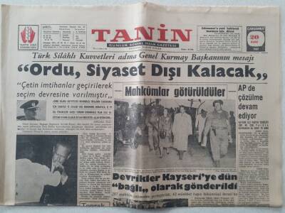 Tanin Gazetesi - 20 Eylül 1961 - TSK Adına Genel Kurmay Başkanını Mesajı Ordu Siyaset Dışı Kalacak GZ111178 - 1