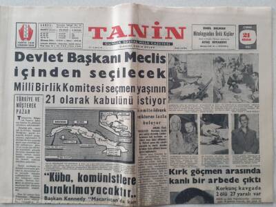 Tanin Gazetesi - 21 Nisan 1961 - Başkan Kennedy Küba Komünistlere Bırakılmayacaktır Dedi GZ111236 - 1