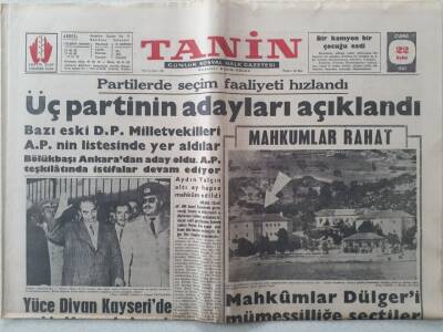 Tanin Gazetesi - 22 Eylül 1961 - 3 Partinin Adayları Açıklandı GZ111177 - 1