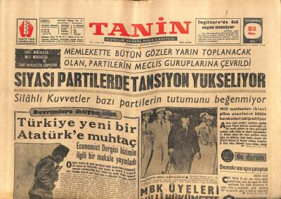 Tanin Gazetesi 23 Ekim 1961 - Celal Bayar Ankarada Yargılanacak GZ82562 - 1