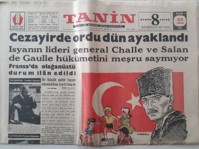 Tanin Gazetesi - 23 Nisan 1961 - Cezayirde Dün Ordu Ayaklandı GZ111234 - 1