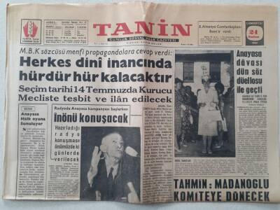 Tanin Gazetesi - 24 Haziran 1961 - Herkes Dini İnancında Hürdür GZ111203 - 1