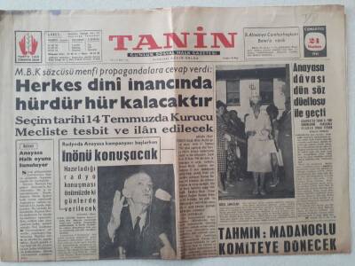 Tanin Gazetesi - 24 Haziran 1961 - MBK Sözcüsü Herkes Dini İnancında Hürdür Hür Kalacaktır GZ111258 - 1
