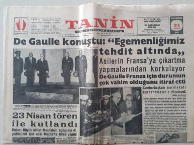 Tanin Gazetesi - 24 Nisan 1961 - De Gaulle Konuştu Egemenliğimiz Tehdit Altında GZ111233 - 1