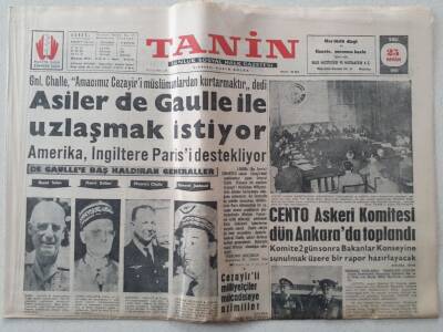 Tanin Gazetesi - 25 Nisan 1961 - Asiler de Gaulle İle Uzlaşmak İstiyor GZ111232 - 1