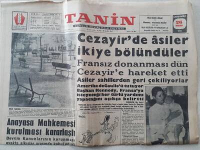 Tanin Gazetesi - 26 Nisan 1961 - Cezayirde Asiler İkiye Bölündüler GZ111231 - 1